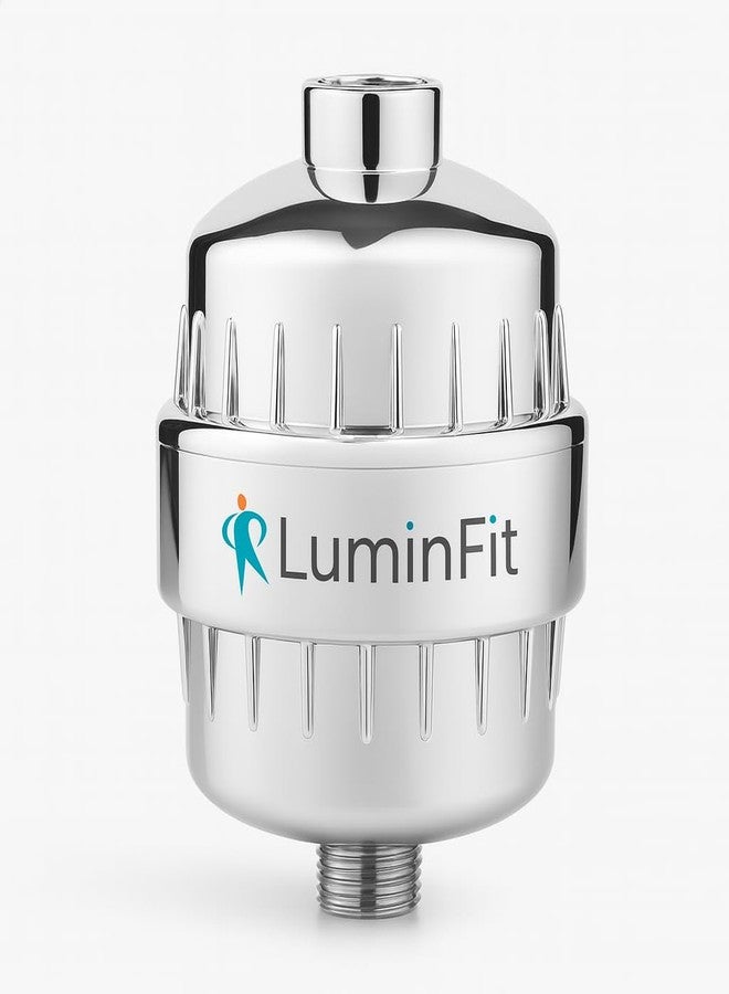 جهاز تنقية مياه الدش والصنبور LuminFit Pure ذو 15 مرحلة | فلتر مياه عسرة للحمام | يزيل الكلور والشوائب | طلاء كروم (عبوة من قطعة واحدة) - Image 1